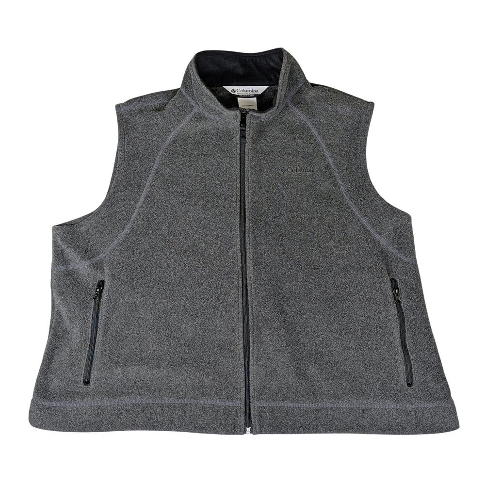 Columbia Fleece Vest Womens 3X Gray Lightweight Full Zip Outdoors Hking Gorpcore